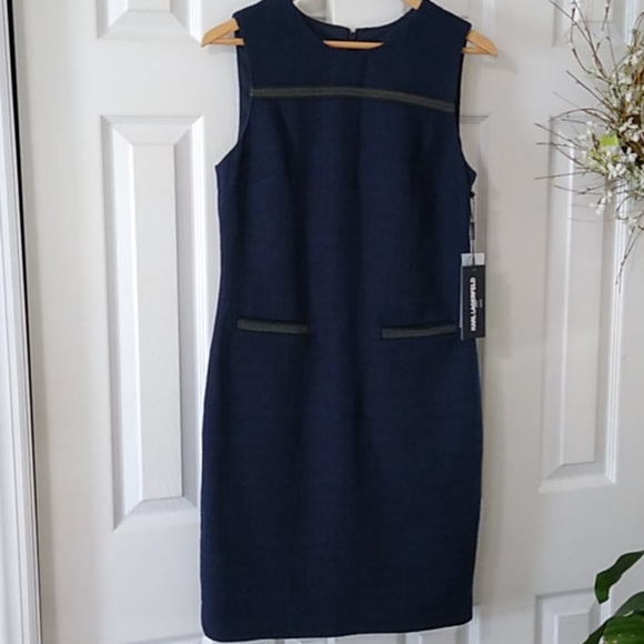 Karl Lagerfeld beautiful navy blue tweed dress - Picture 2 of 16